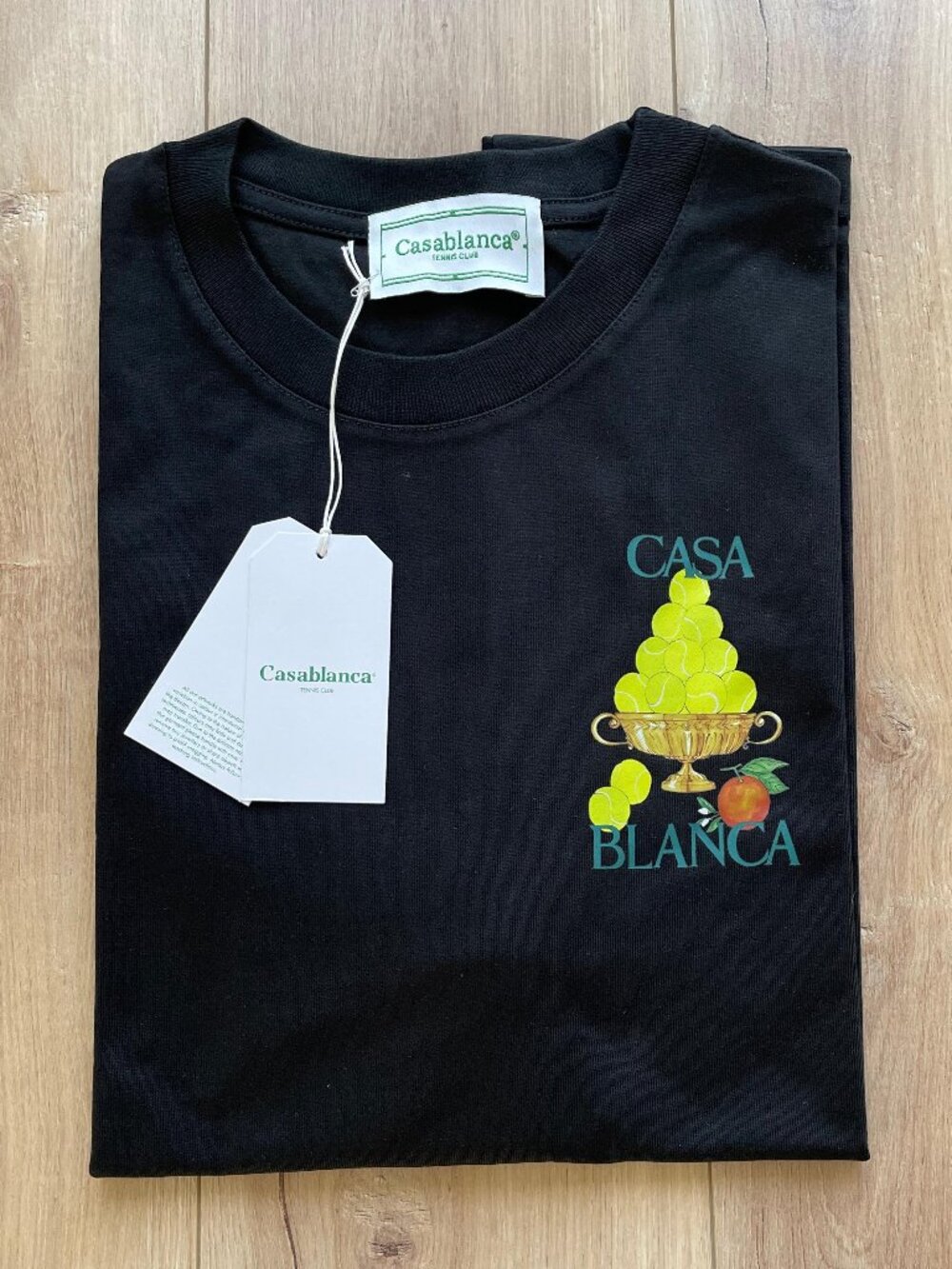 XL CASABLANCA MEN`S LA CORBEILLE D`ORANGES T-SHIRT BLACK COTTON